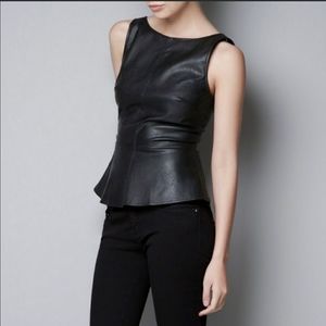 Faux Leather Peplum Top